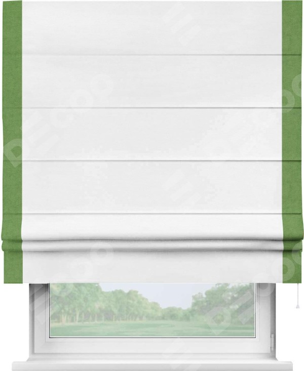 Римская штора «Кортин» с кантом Стрим Дуо, для проема, ткань вельвет дымчато-белый