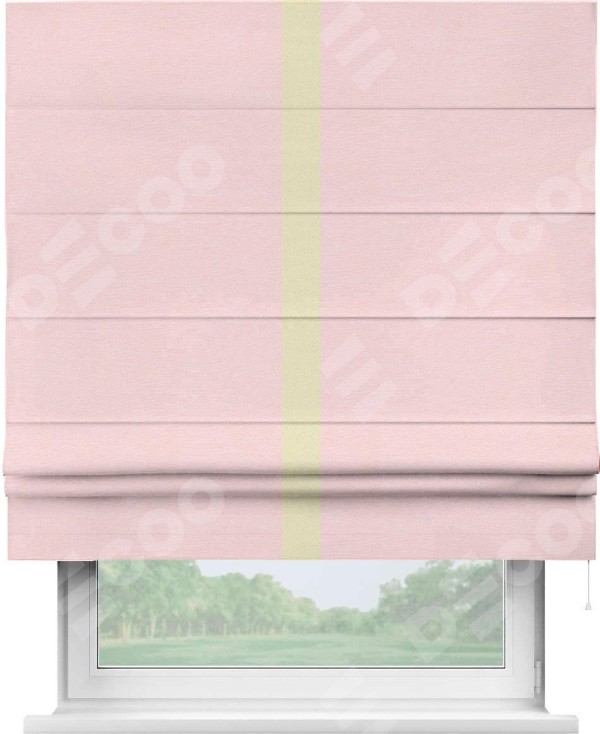 Римская штора «Кортин» с кантом Хайвэй, для проема, ткань блэкаут однотонный розовый