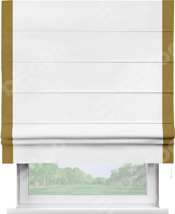 Римская штора «Кортин» с кантом Стрим Дуо, для проема, ткань вельвет дымчато-белый