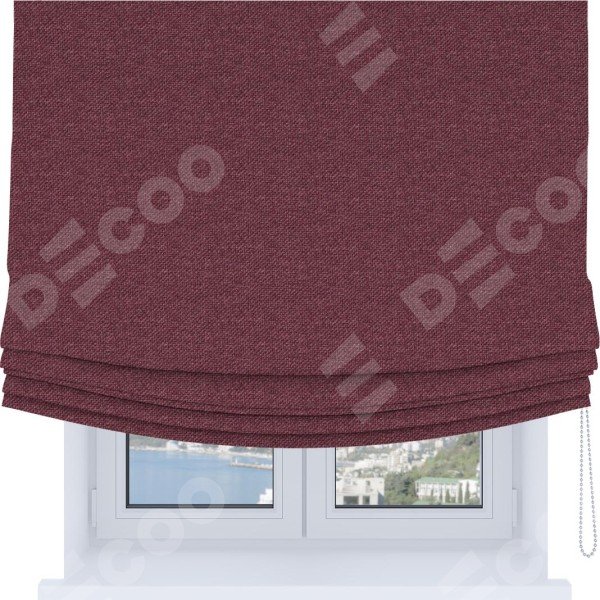 Римская штора Soft с мягкими складками, ткань лён димаут марсала